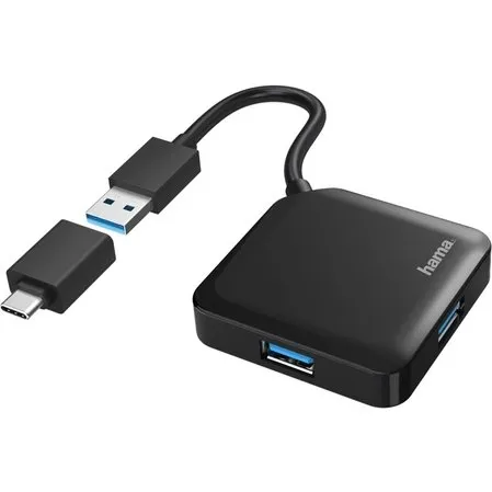 Hama Hub USB 3.2 Gen 1 4 Porte Nero con Cavo Type-C