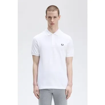 Polo Fred Perry in Piqué di Cotone Slim Fit Bianca