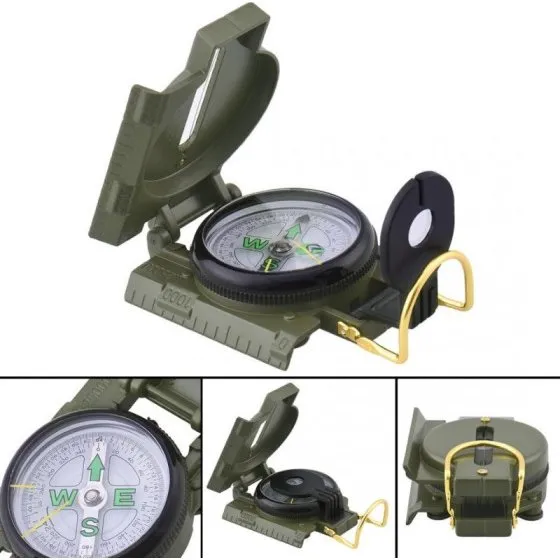 Bussola in Metallo con Lente Puntatore per Escursioni e Viaggi