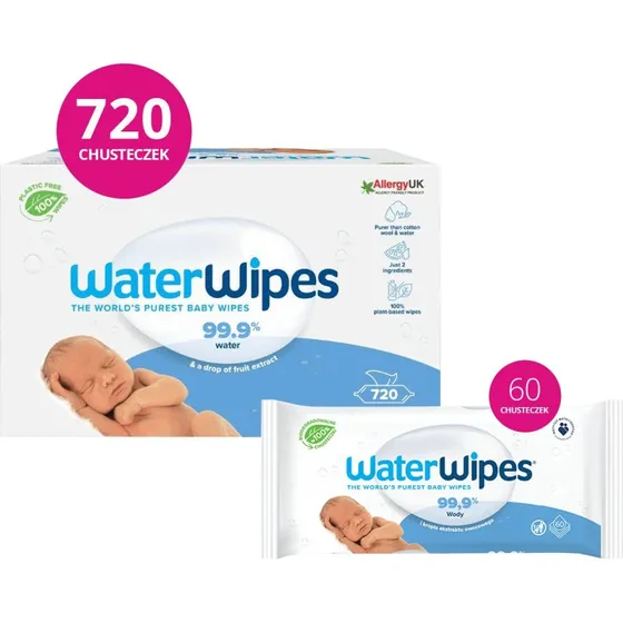 WaterWipes Salviettine per Pelle Sensibile 12 Confezioni da 60 Pz
