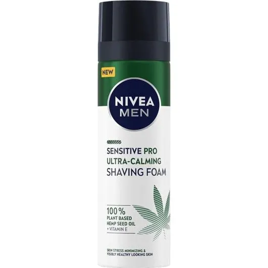 NIVEA MEN Sensitive Pro Schiuma Barba 200ml Olio di Canapa & Vitamina E