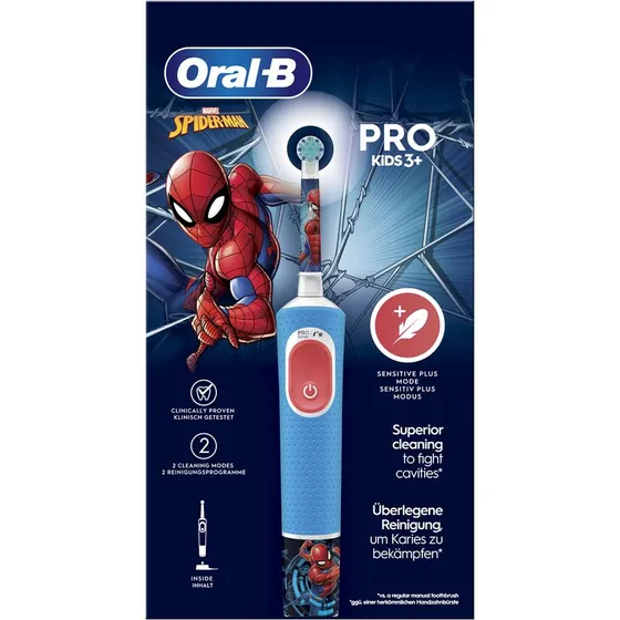 Oral-B Pro Kids 3 Anni + Spazzolino Elettrico L'Uomo Ragno