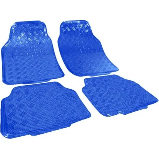 LINQ Tappetini Set 4 Auto Blu Gomma Effetto Metallo