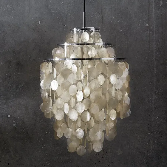 Lampada a sospensione VERPAN Fun 1DM, cromata e madreperla