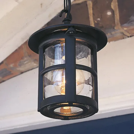 Elstead Lampada a sospensione da esterno Hereford nero/trasparente
