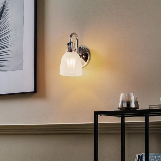 Elstead Applique LED Cora per Bagno, Vetro Scanalato, IP44