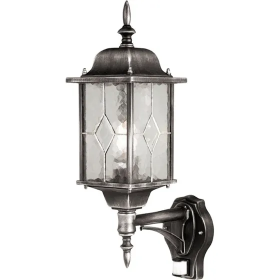 Elstead Applique da esterno Wexford con sensore, Nero/Argento