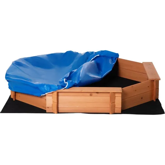 Outsunny Sabbiera in Legno con Sedili e Copertura, 139.5x139.5x21.5cm