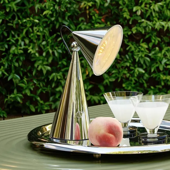 Tom Dixon Lampada da tavolo LED Pose Argento Ricaricabile