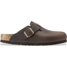 Birkenstock Boston Zoccoli in Pelle Nabuk Oliata Marrone