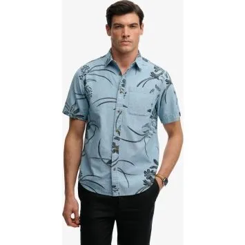Superdry Camicia Vintage Loom Blu con Stampa Floreale