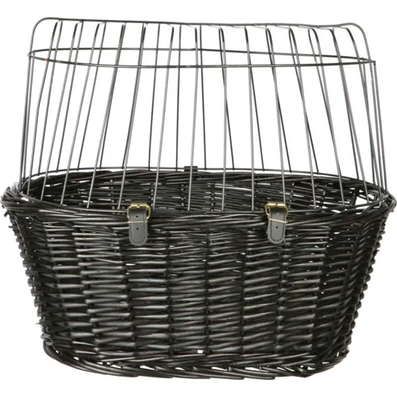 Trixie Cestino Bici Manubrio in Vimini con Griglia Nera