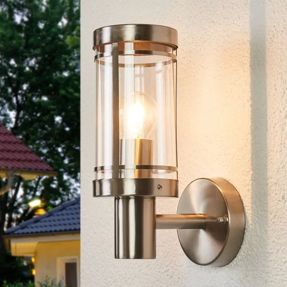 Lindby Applique da Parete Esterna Djori in Acciaio Inox
