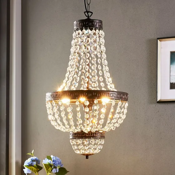 Lindby Lampadario Jorve Crystal/Antique con Cristalli