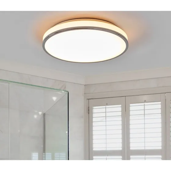 Lindby Lyss Plafoniera LED Bianca e Cromo IP44