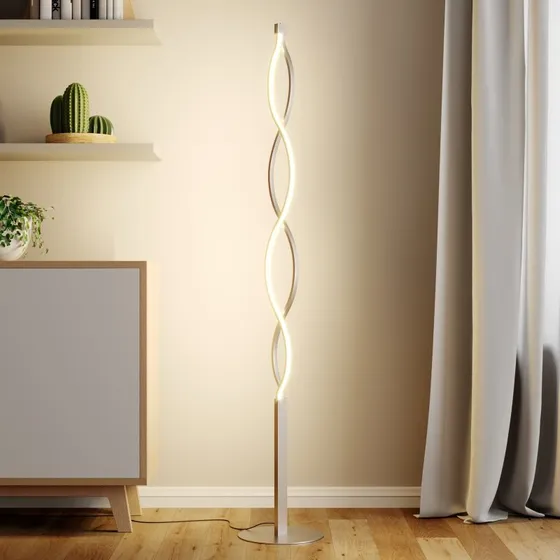 Auron Lindby Piantana LED Nichel e Bianco con Dimmer Touch