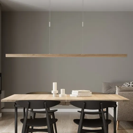 Quitani Lampada LED a sospensione Nora, rovere naturale, 158 cm