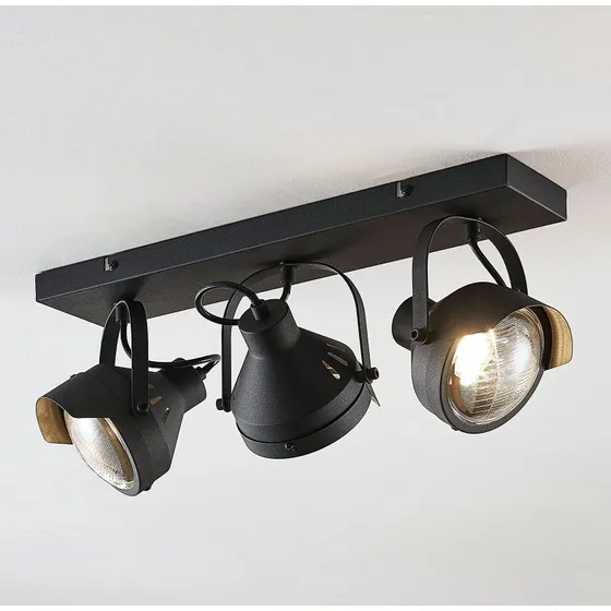 Plafoniera Lindby Henega 3 Black - Stile Industriale con 3 Luci
