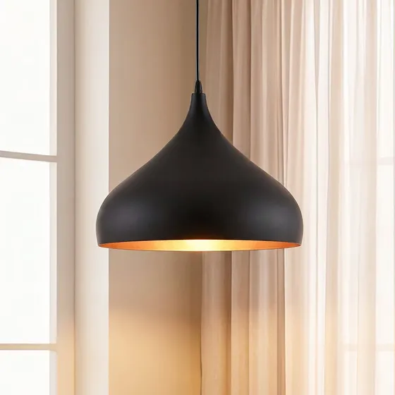 Lindby Lampada a Sospensione Ritana Nero-Oro Ø 31 cm