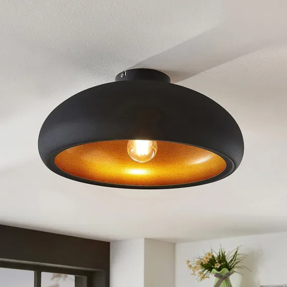 Lindby Plafoniera Gerwina Black/Gold - Metallo - 40 cm