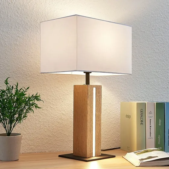 Lampada da tavolo Lindby Garry, 2 luci, Bianco/Legro, 53 cm