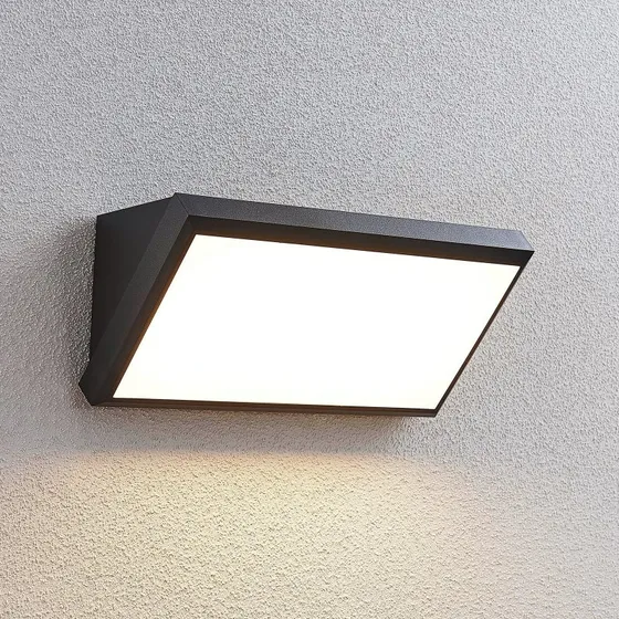 Lindby Applique da Parete Esterna Abby Grigio/Bianco IP65
