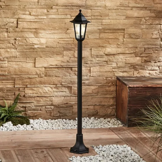 Lampada da giardino Lindby Nane Nera - Stile Lanterna Classica
