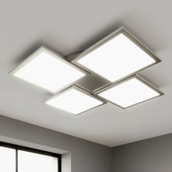 Lucande Plafoniera LED Ilira, 4 Luci, Argento, Dimmerabile