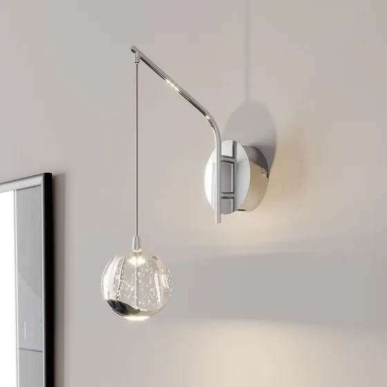 Lucande Applique a LED Hayley in Cromo e Vetro con Bolle