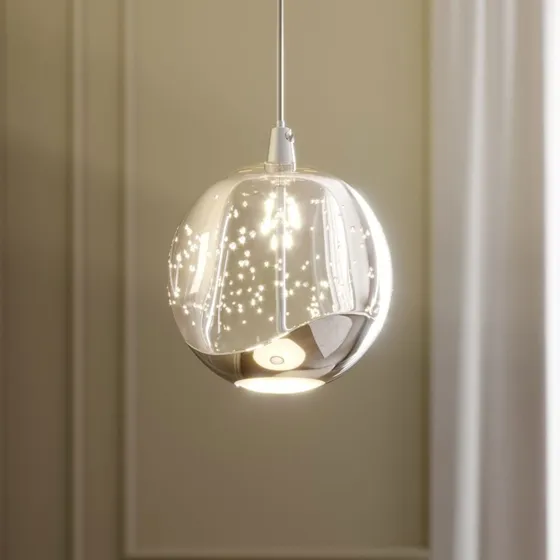 Lucande Lampada a Sospensione Hayley Ø9 Chiaro/Cromato