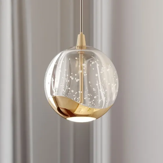 Lucande Lampada a Sospensione Hayley 1 Ø9 Chiaro/Oro