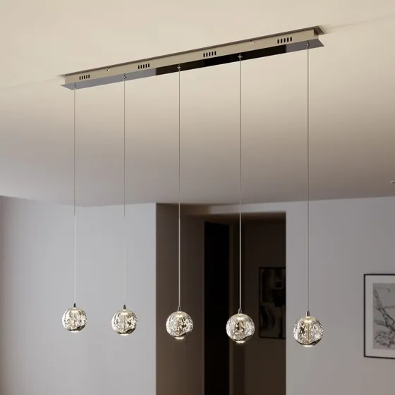 Lucande Lampada a Sospensione Hayley 5 Luci - Vetro e Cromo