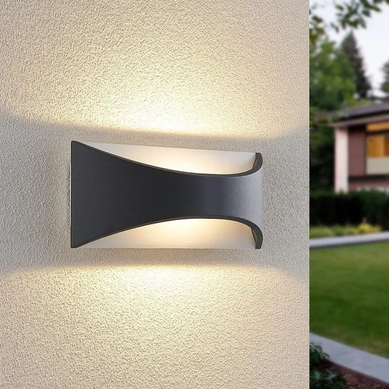 Lindby Mathea Applique LED Esterna 30cm Grigio Scuro