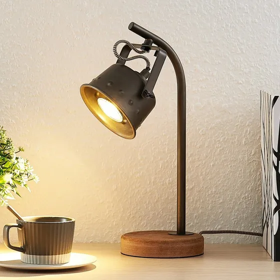 Lindby Lampada da Tavolo Rubinjo Wood/Black
