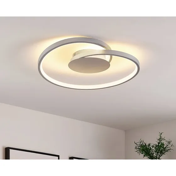 Lucande Plafoniera LED Enesa Argento, Ø 46 cm, Dimmerabile