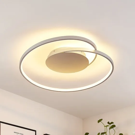 Plafoniera LED Lucande Enesa 63 cm Argento - Dimmerabile con Telecomando