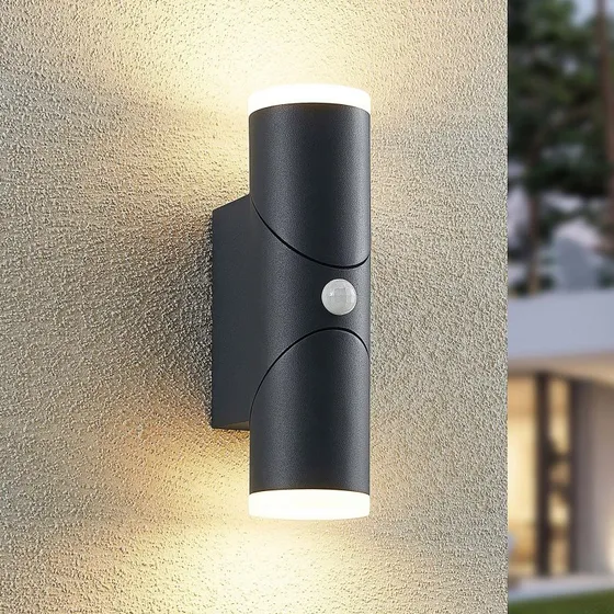 Lindby Aspyn Applique da Esterno con Sensore - Grigio Scuro