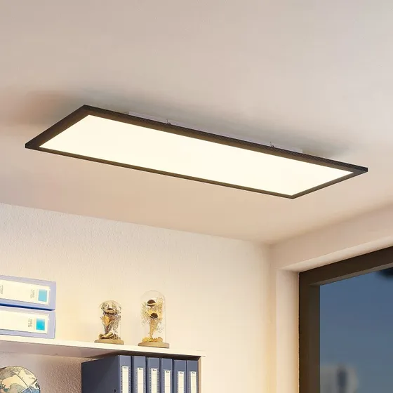Plafoniera LED Lindby Nelios 80x30cm Nero CCT Dimmerabile
