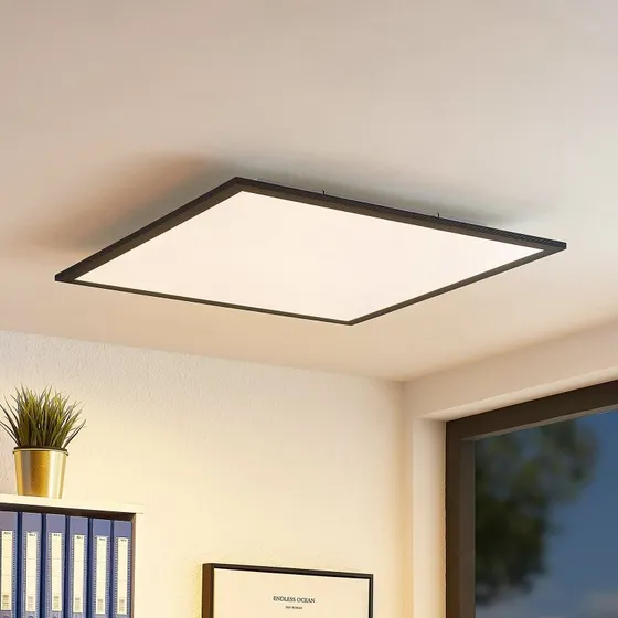Lindby Nelios Plafoniera LED 62x62 Nero CCT Dimmerabile