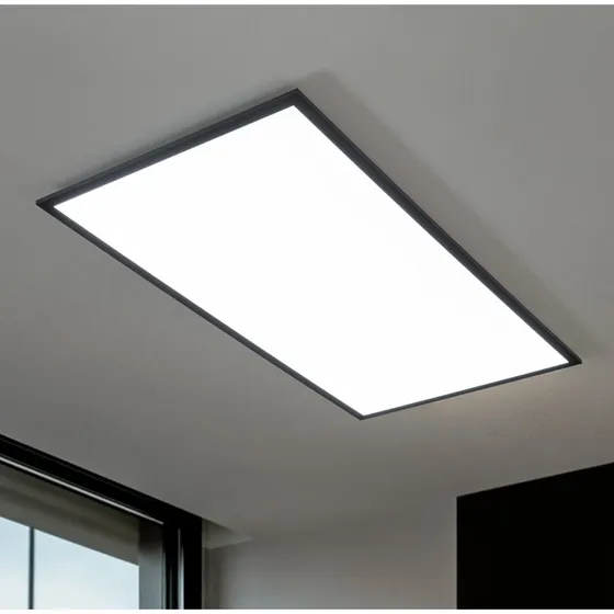 Lindby Plafoniera LED Nelios 120x60 Nero CCT