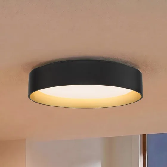 Plafoniera Lindby Gracjan Nera e Oro con LED Integrato