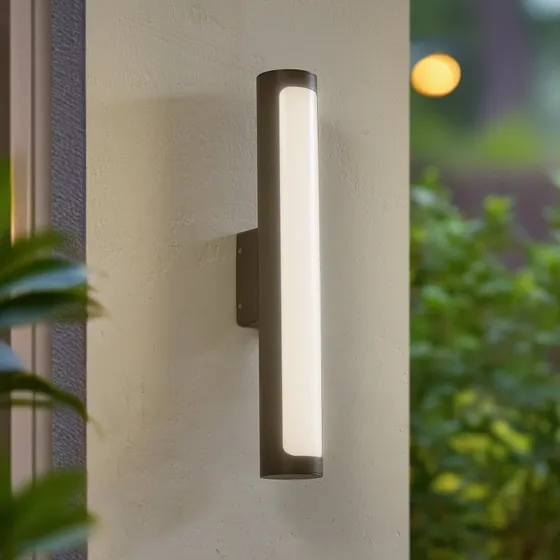 Lucande Applique da esterni LED Tuberia, Antracite, Ø 7 cm