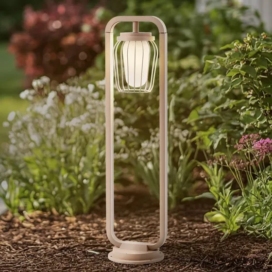 Lucande Lampione Chandan 90 cm Beige Alluminio IP54