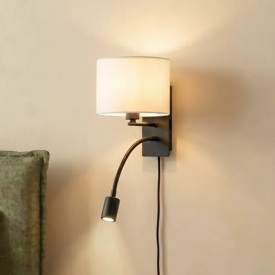 Lindby Applique Florens 23,5 cm Lampada da Lettura LED Nera