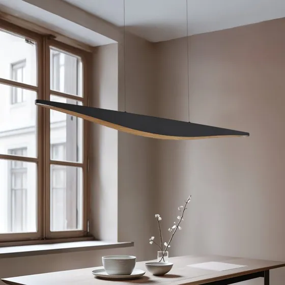 Lucande Lampada LED a sospensione Clavit, nera, 140 cm, dimmerabile
