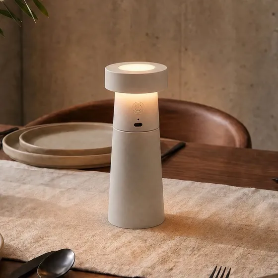 Lucande Lampada da Tavolo LED Salt Grigio Chiaro Ricaricabile