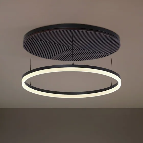 Lucande Orven Plafoniera LED Ø 50 cm Dimmerabile Nero e Legno