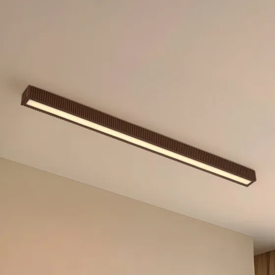 Lucande Plafoniera LED Emara 100 cm, Rovere Scuro, Dimmerabile