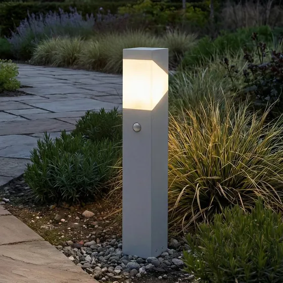 Lucande Kiran Lampioncino con Sensore, 60 cm, Grigio Chiaro, IP44