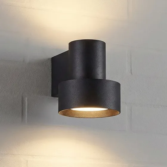 Applique da esterni LED Lucande Elune, nero opaco, luce up/down